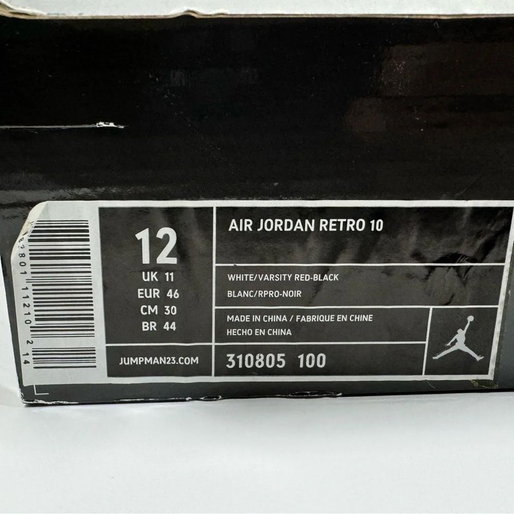 Air Jordan Retro 10 White/Varsity Red-Black Sneakers - Picture 2 of 16